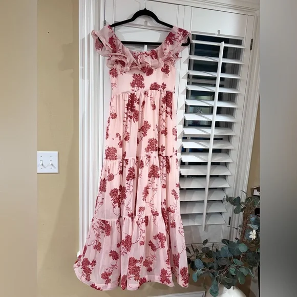 Chelsea28 Floral Print Ruffle Midi Dress sz XS - Picture 4 of 8